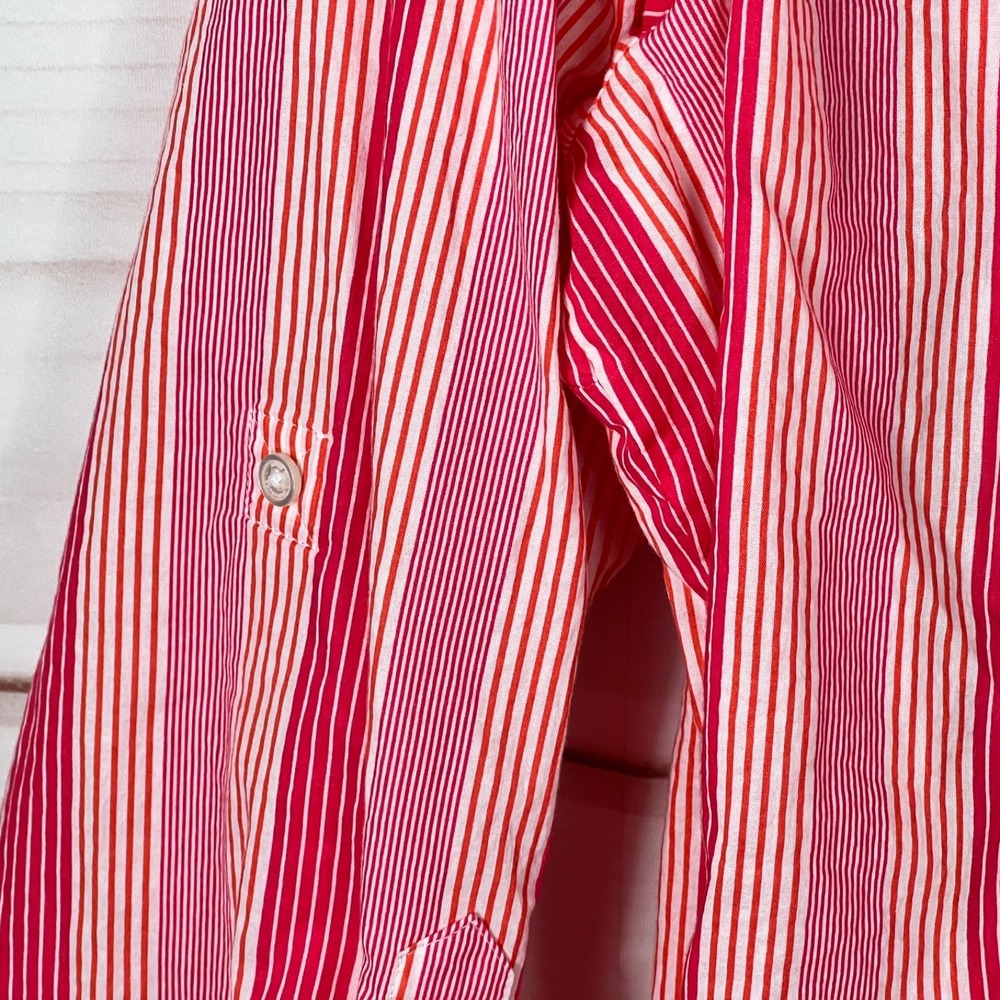 Jones New York Top Womens 3X Pink Stripe Shirt Cotton Button Up Pockets Collar - Picture 9 of 9
